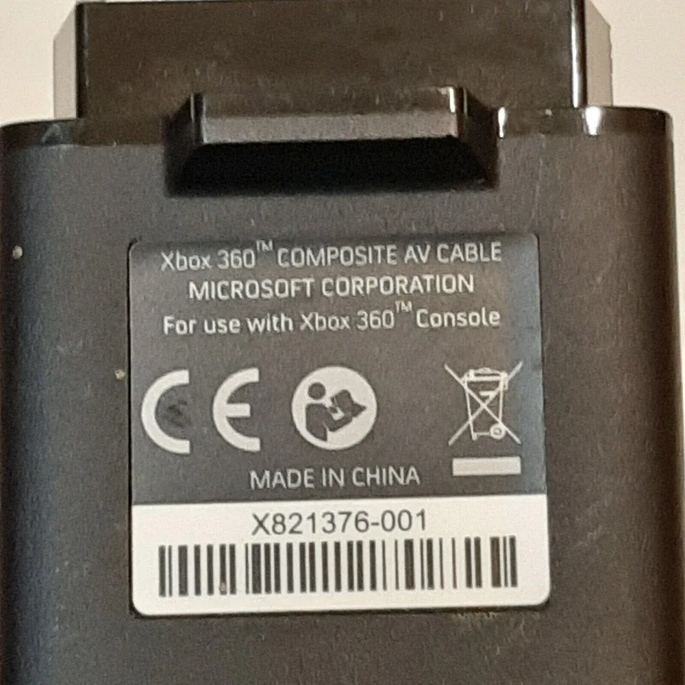 Genuine Official OEM Microsoft XBOX 360 S Slim Black Composite AV Cable UNTESTED